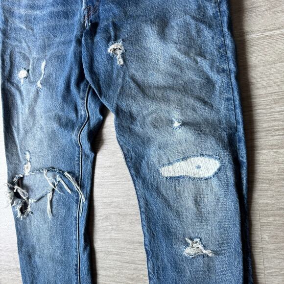 Levis 501 Jeans Womens White Oak Cone Denim Selvedge Distressed Button Fly 28x26 - Picture 7 of 13